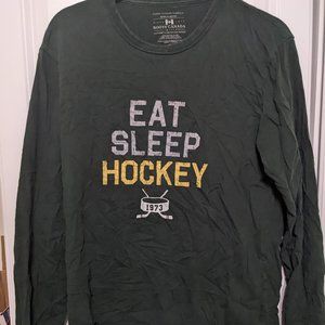 Roots Eat Sleep Hockey Long Sleeve Shirt Green Size Medium